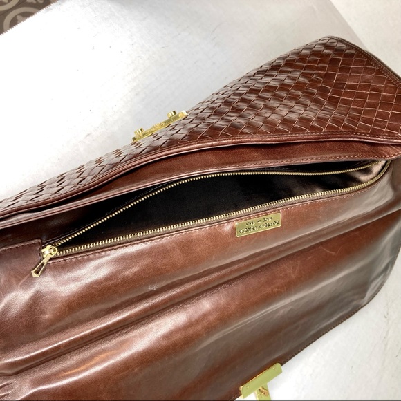 Vintage Bottega Veneta Intreciatto Men's Brown Calf Leather Briefcase Satchel - Picture 12 of 14